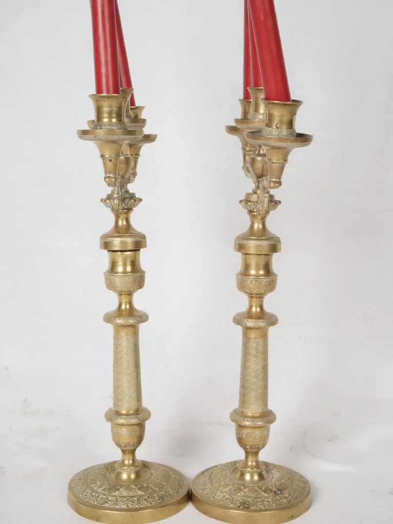 Pair of Restoration bronze candelabras 15¼"