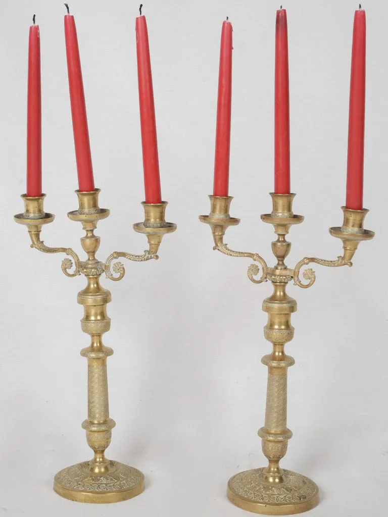 Pair of Restoration bronze candelabras 15¼"