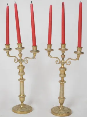 Pair of Restoration bronze candelabras 15¼"