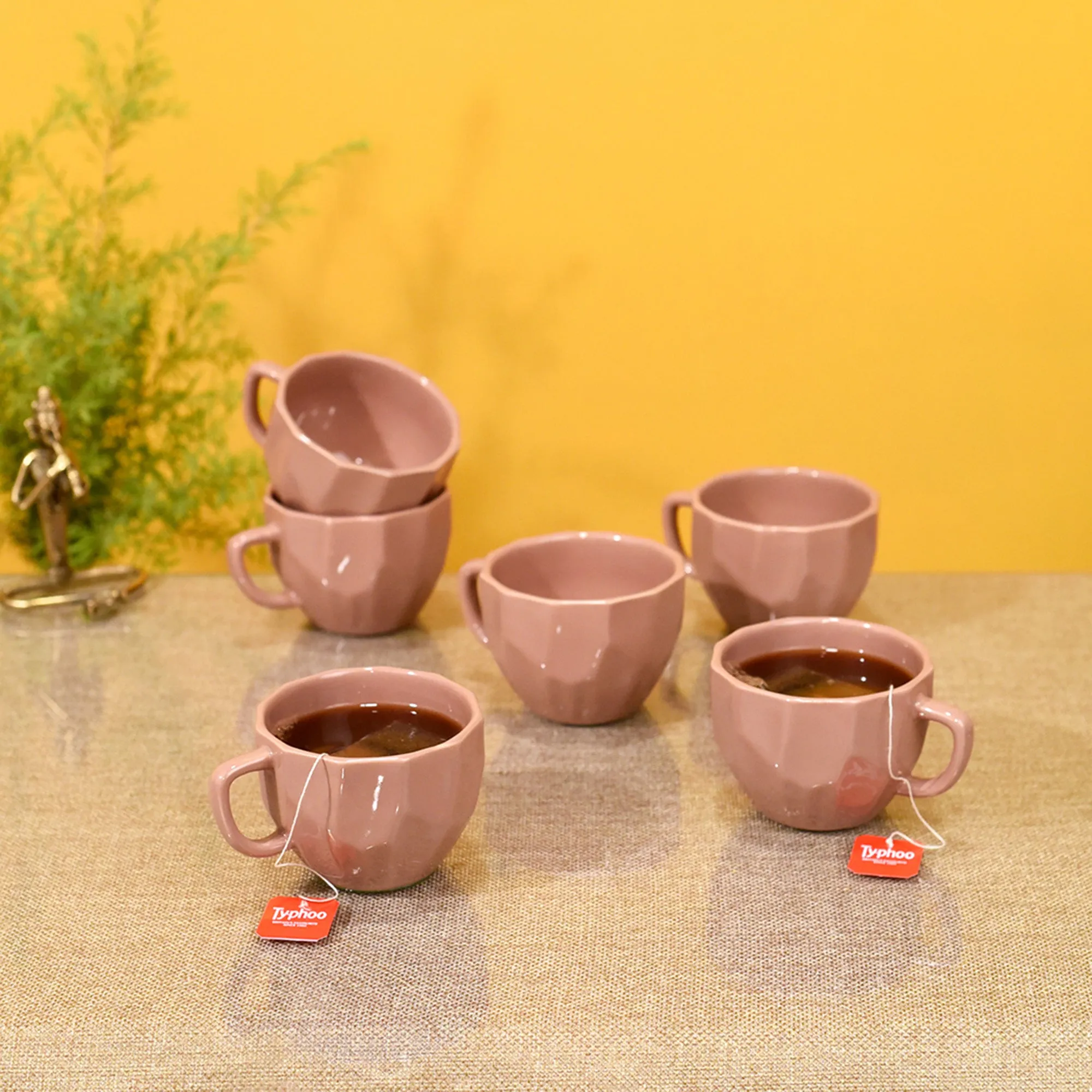 Peachy Dents Tea Cups Set of 6 (4.5 × 3.5 × 2.5 in)