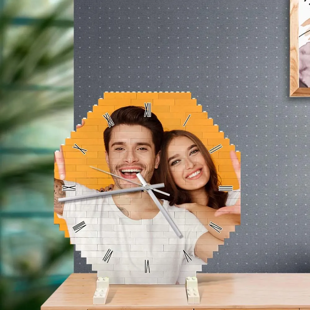 Personalized Building Block Desk Clock Wall Clock Personality Puzzle Custom Photo Pointer Brick Clock