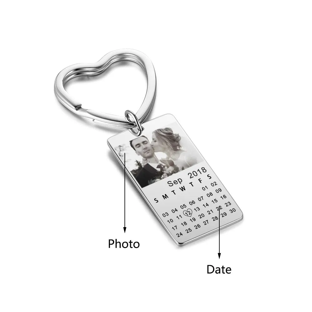 Personalized Custom Photo And Date Keychains