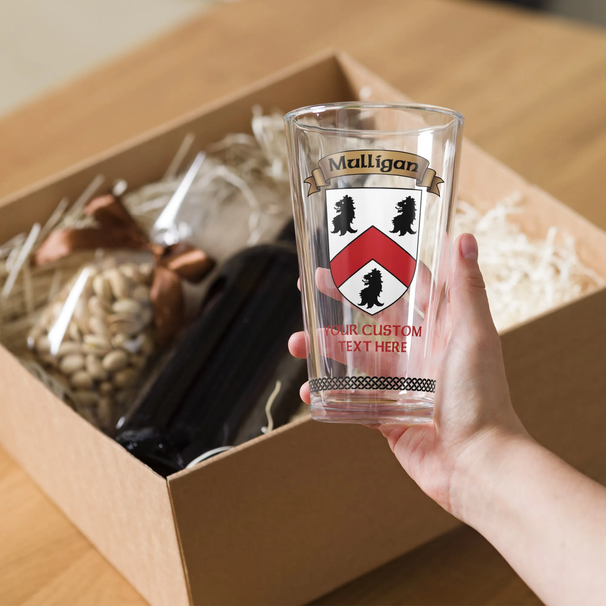 Personalized Irish Family Coat of Arms Pint Glass