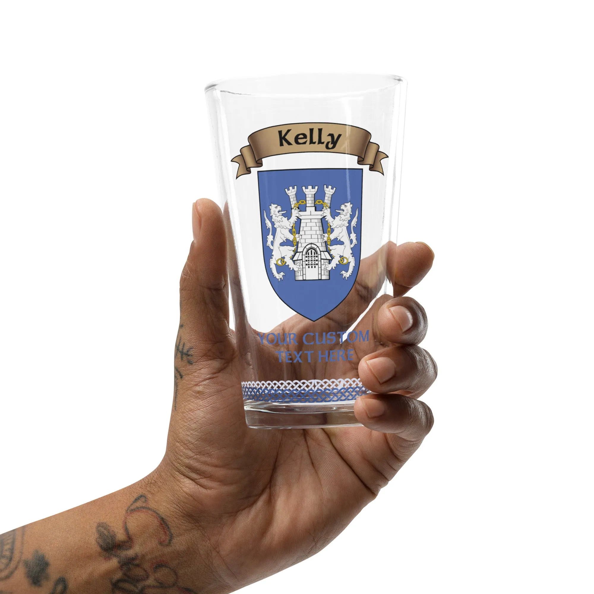 Personalized Irish Family Coat of Arms Pint Glass