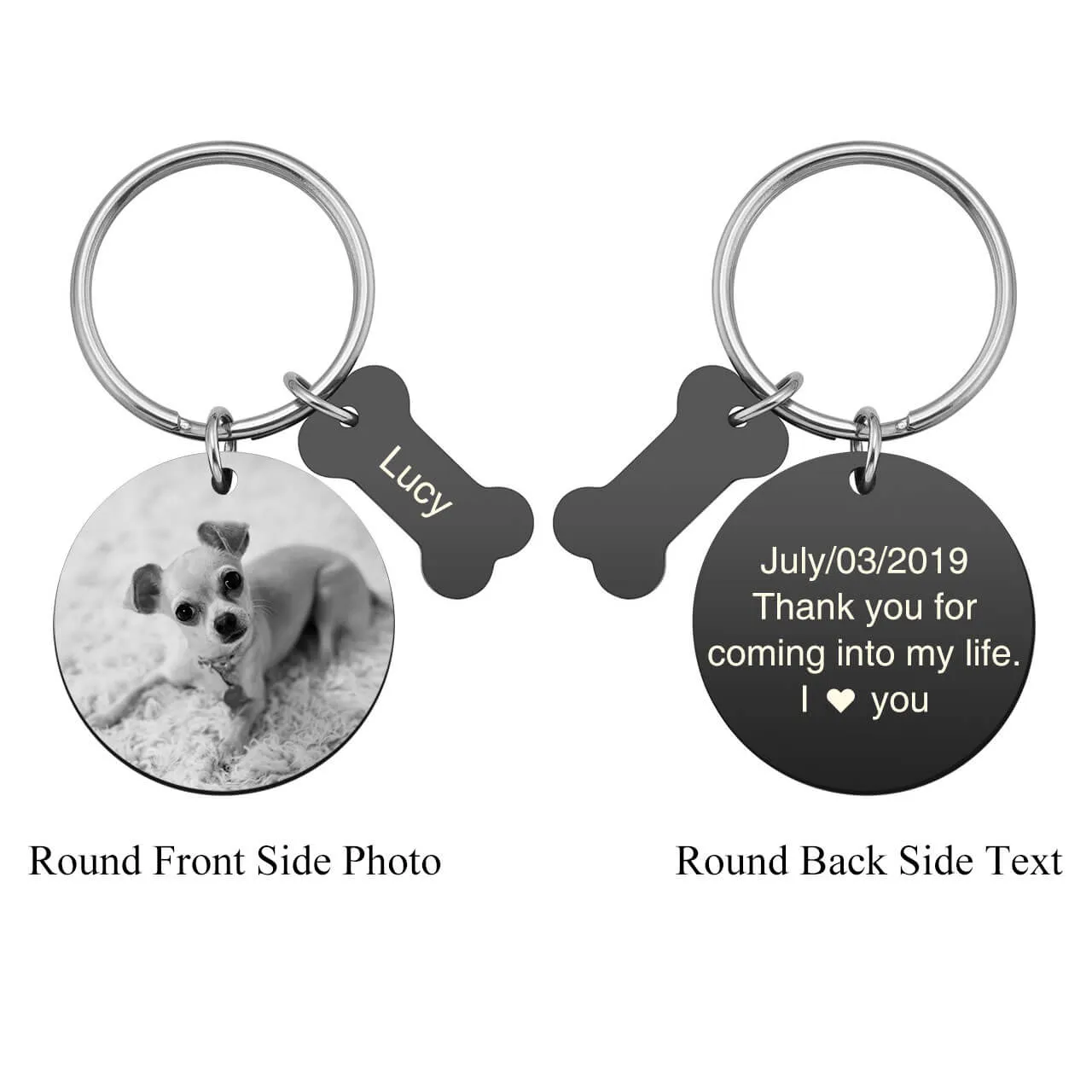 Personalized Photo Message Tag Dog Keychain | Jovivi