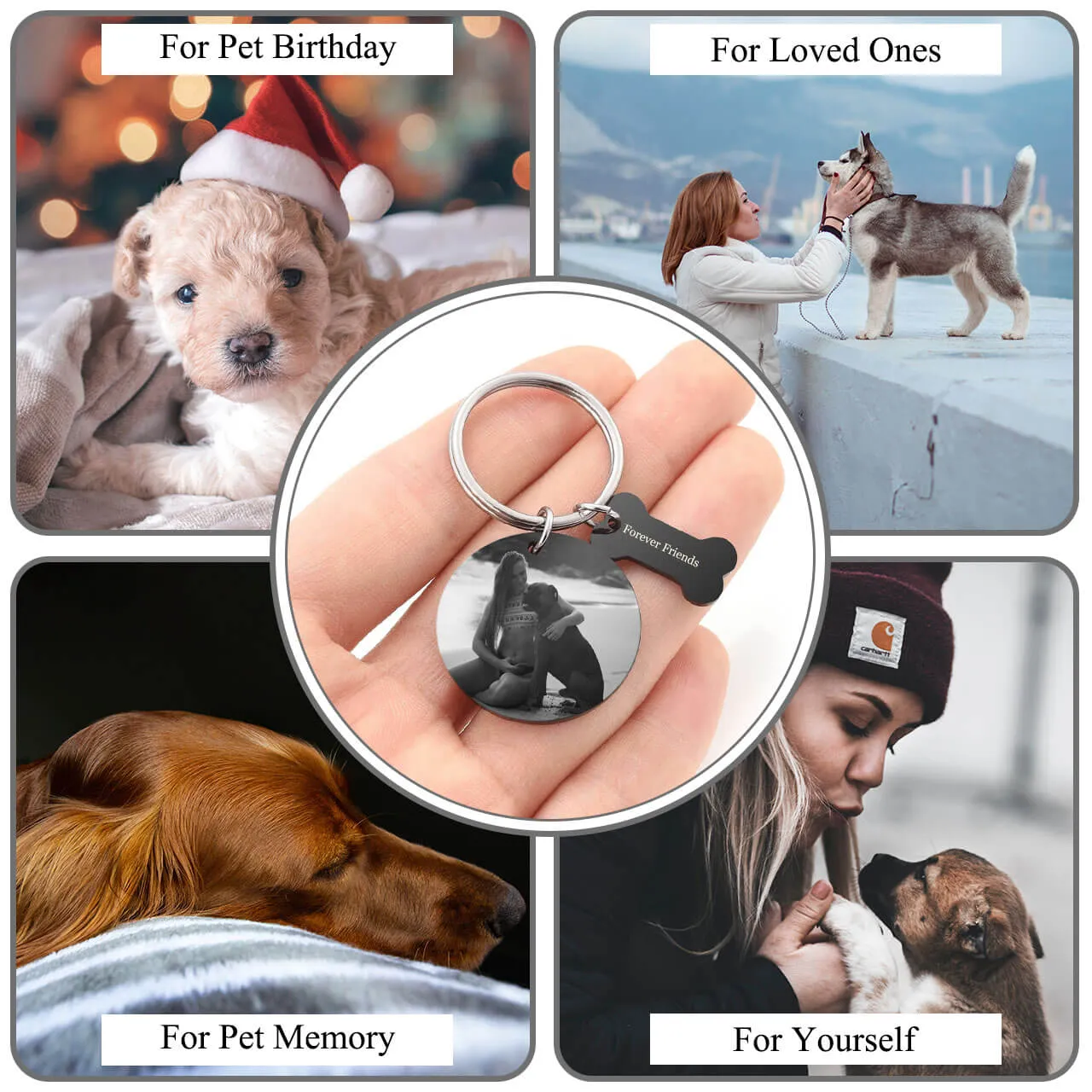 Personalized Photo Message Tag Dog Keychain | Jovivi