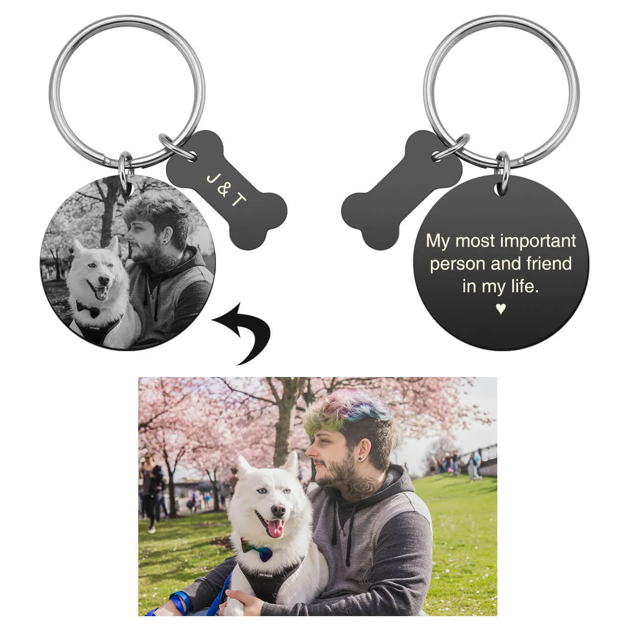 Personalized Photo Message Tag Dog Keychain | Jovivi