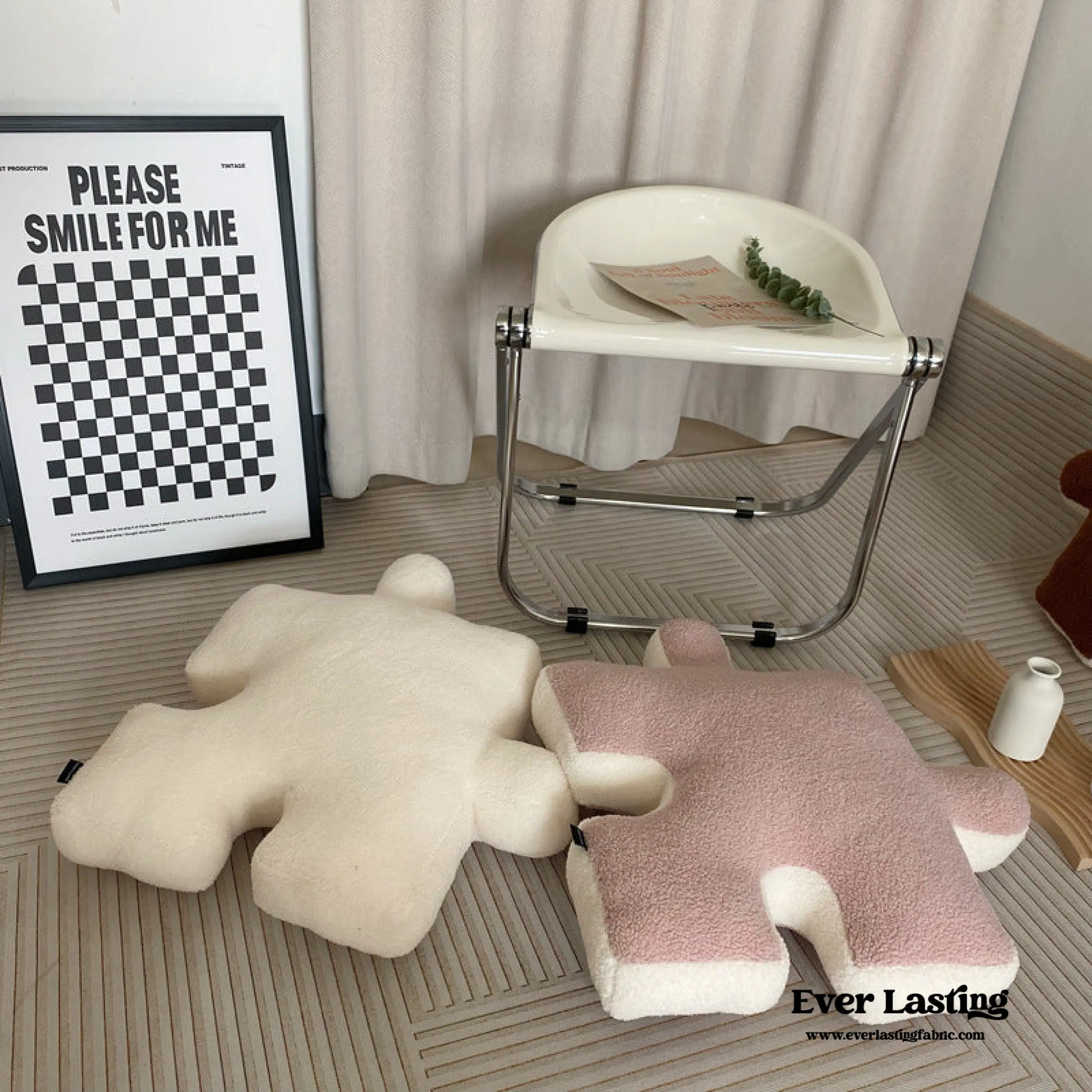 Plush Puzzle Pillow Floor Cushion / Black