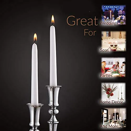 Rambue 10" White Taper Candles - 8 Pack Tall White Candlesticks - Elegant Tapered Candles Sticks for Weddings, Dinner Candles, and Home Decor - 8 Hours Burn Time