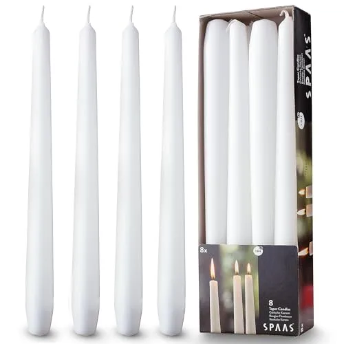 Rambue 10" White Taper Candles - 8 Pack Tall White Candlesticks - Elegant Tapered Candles Sticks for Weddings, Dinner Candles, and Home Decor - 8 Hours Burn Time