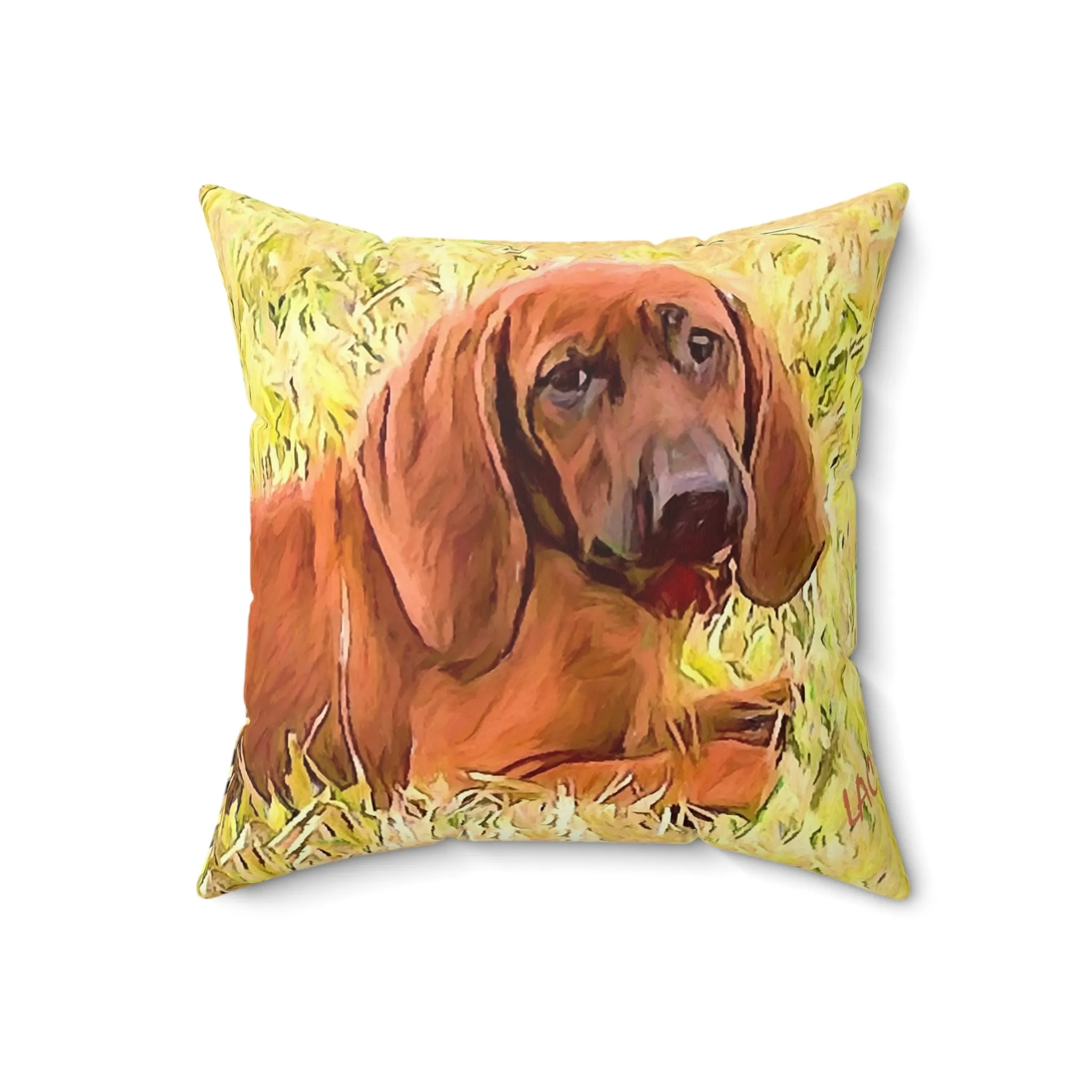 Redbone Coonhound Spun Polyester Throw Pillow