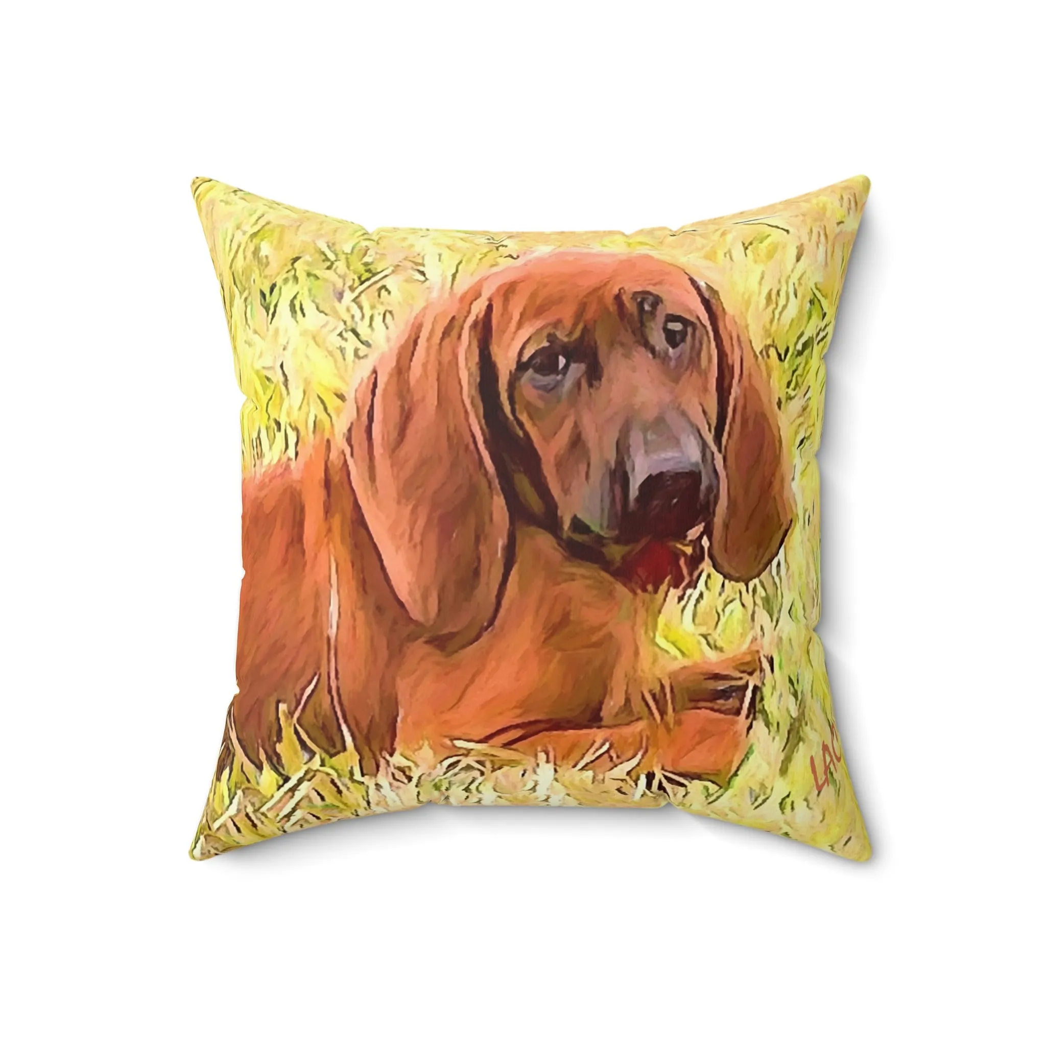 Redbone Coonhound Spun Polyester Throw Pillow