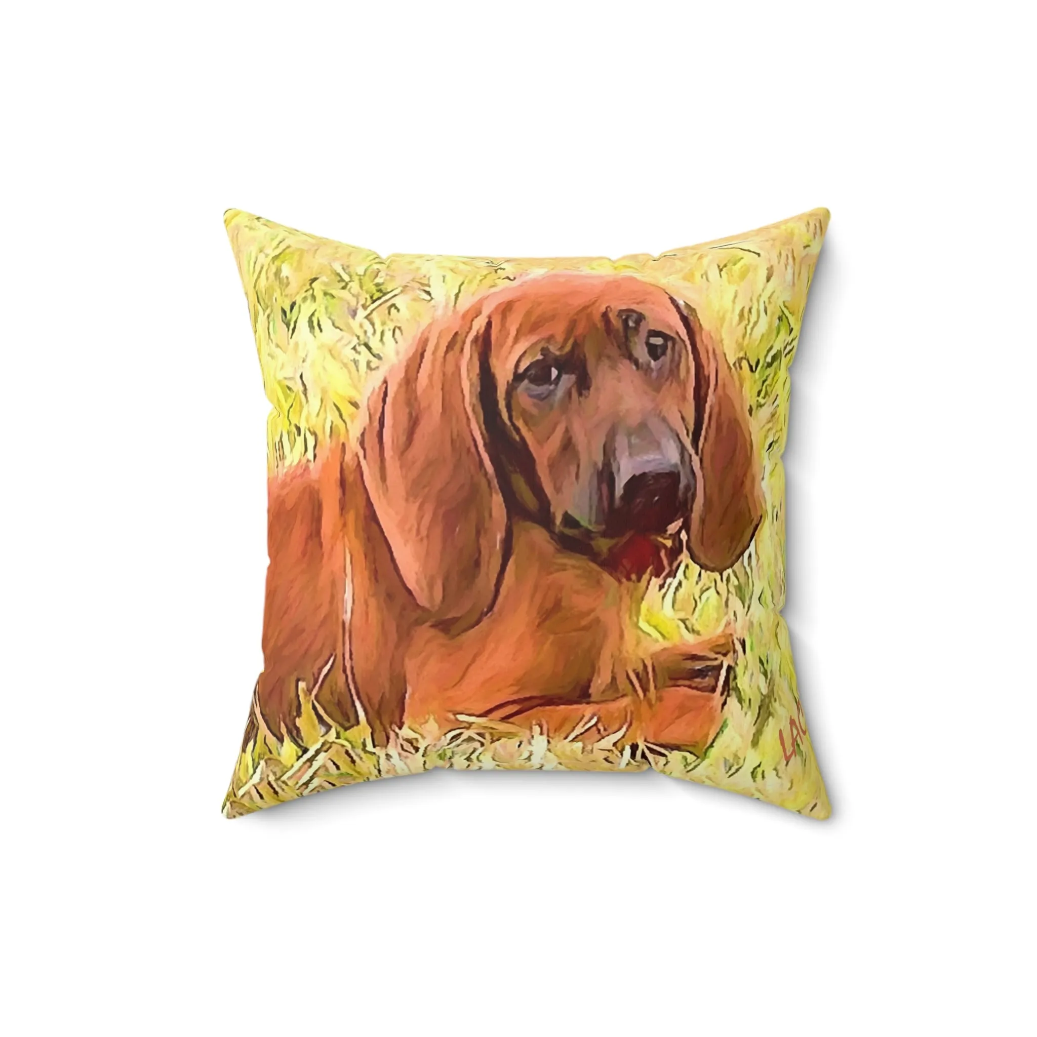 Redbone Coonhound Spun Polyester Throw Pillow