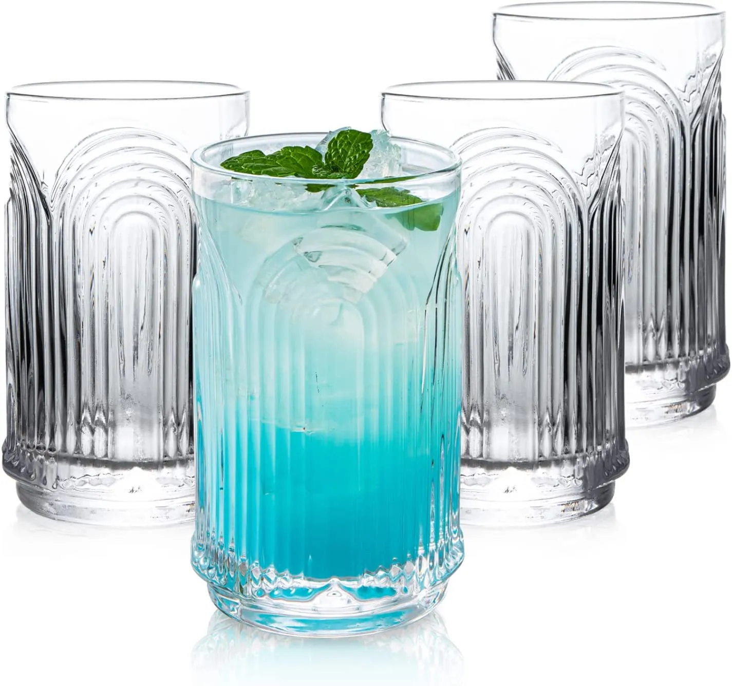 Ripple Vintage Glass Cups Set for Mojito