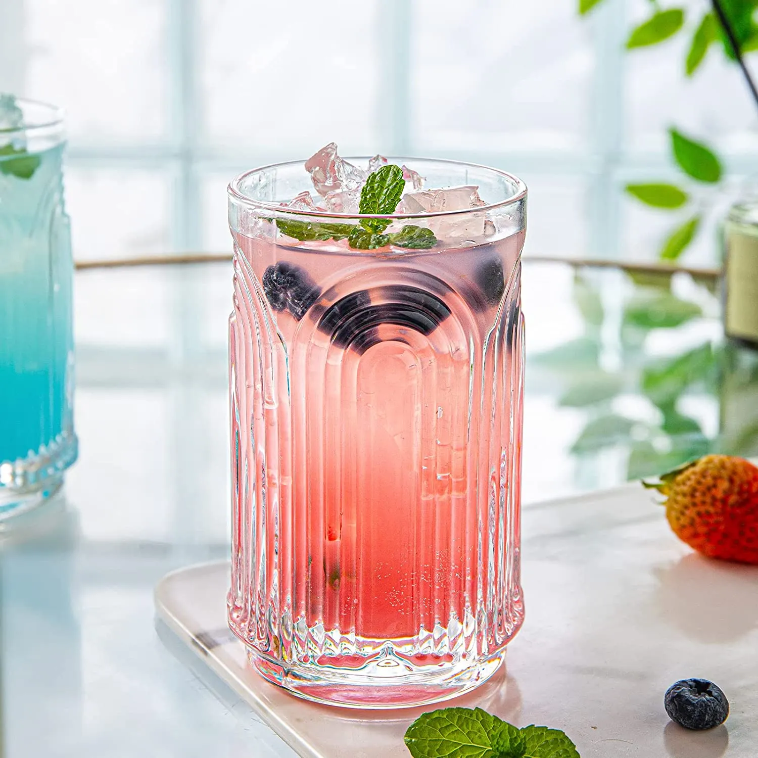Ripple Vintage Glass Cups Set for Mojito