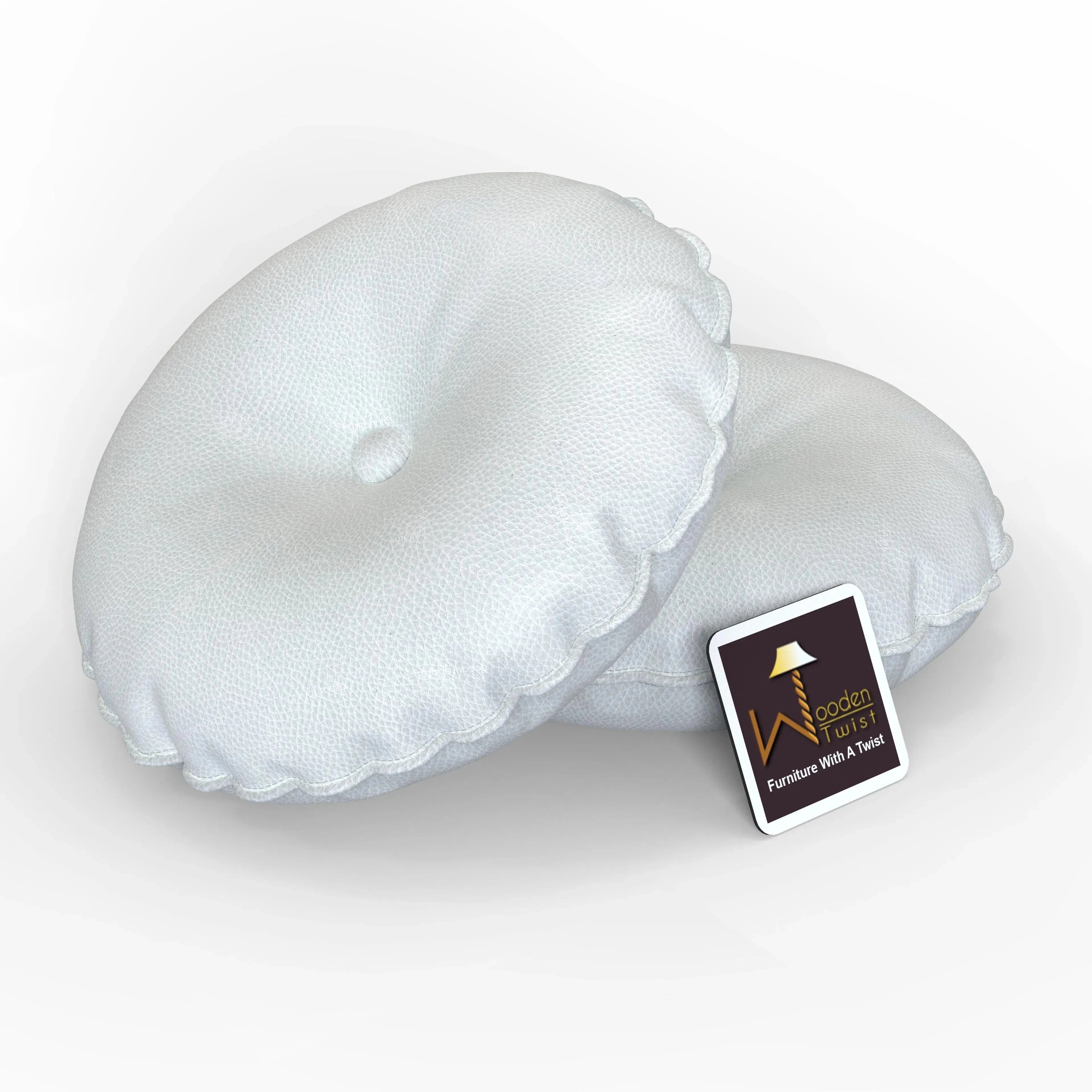 Round Pillow Cushion for Couch Chair Car Bed Comfort For Backrest Leatherette (Set of 2)