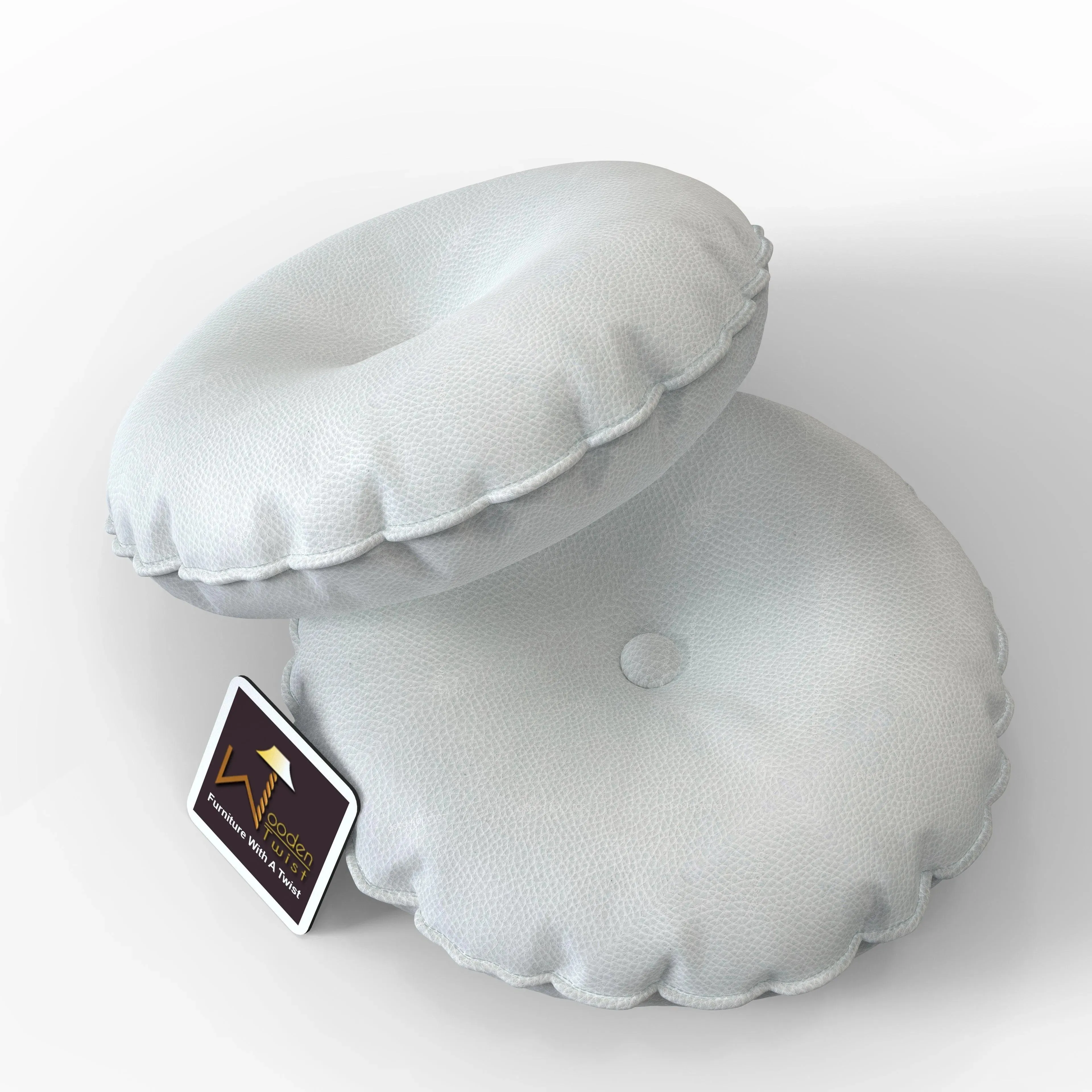 Round Pillow Cushion for Couch Chair Car Bed Comfort For Backrest Leatherette (Set of 2)