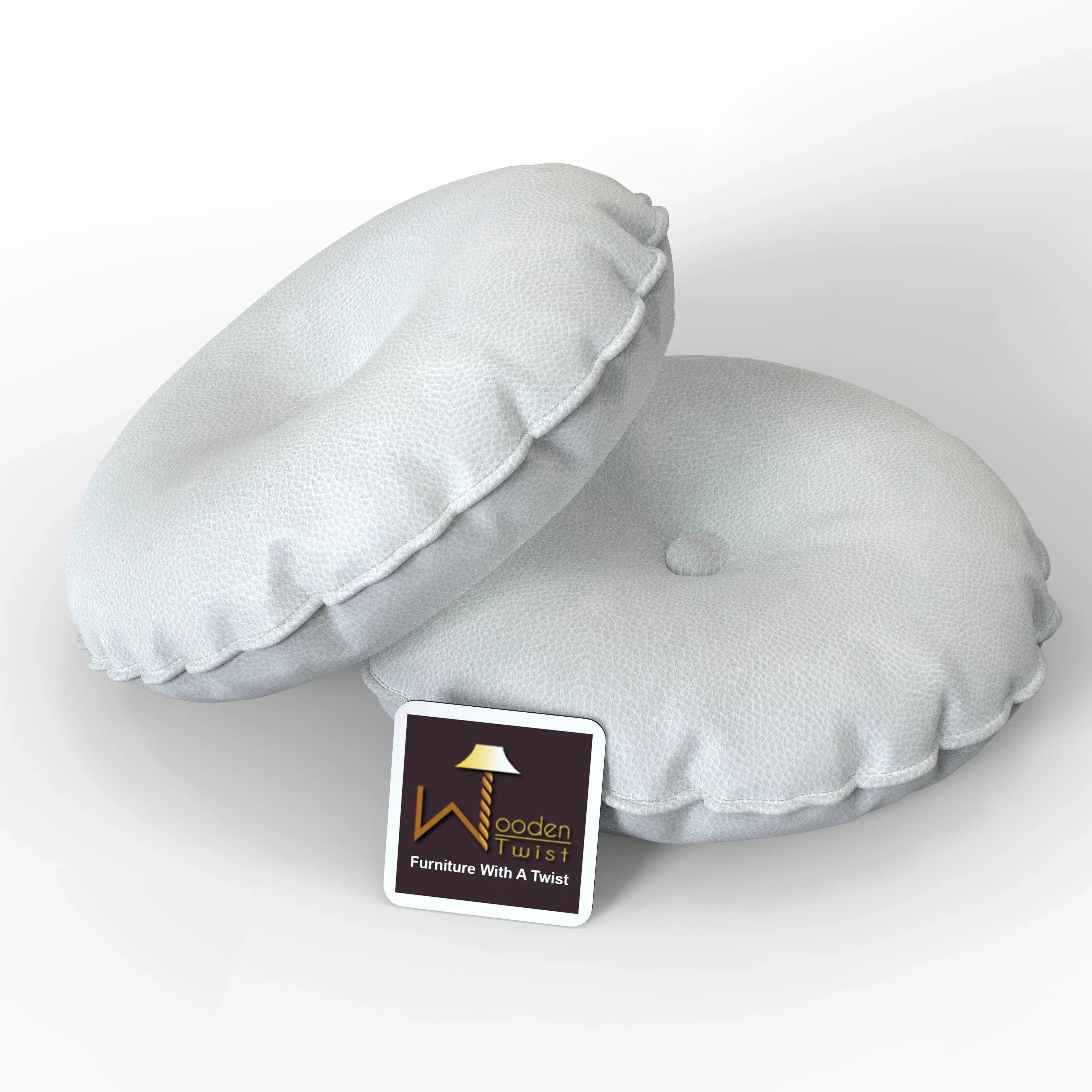 Round Pillow Cushion for Couch Chair Car Bed Comfort For Backrest Leatherette (Set of 2)