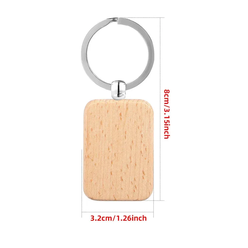Rounded-Rectangle Blank Wooden Keyrings