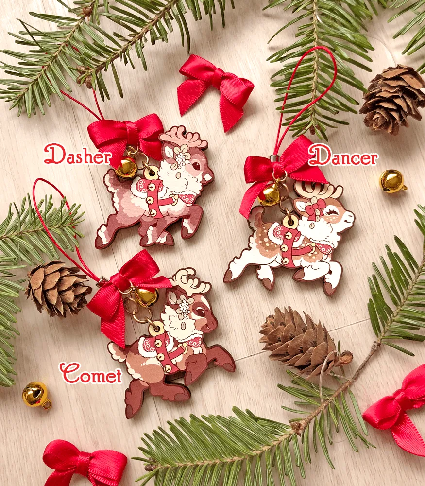 Santa's Reindeer Wood Ornament Garland