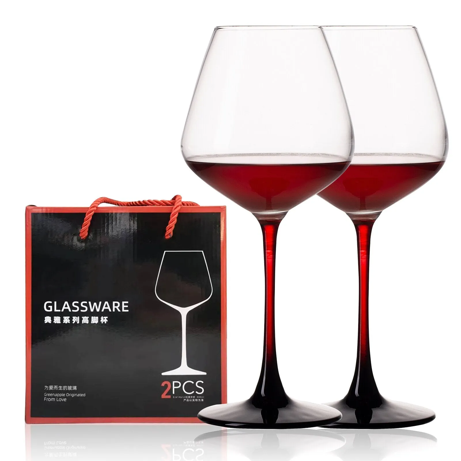 Set of 2 Wine Glasses - 15.8 Oz Clear Long Stem