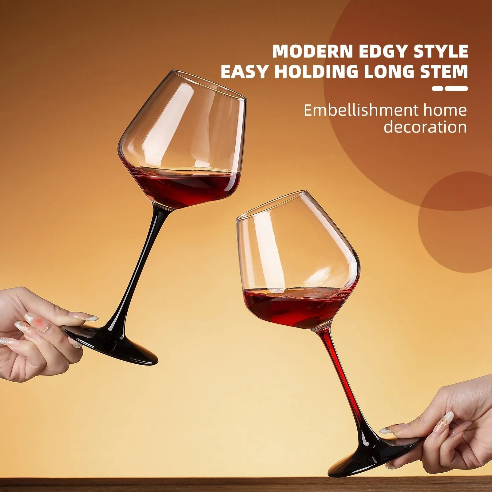 Set of 2 Wine Glasses - 15.8 Oz Clear Long Stem