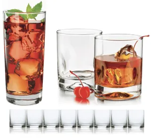 Set of 8 Clear Drinking Glasses