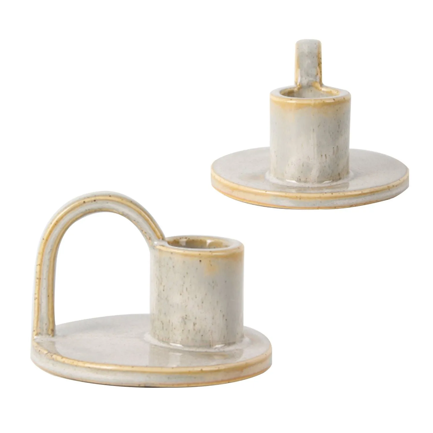 Set of Two Elise Short Taper Candlesticks-Rustic-Earthy-Boho-Chic-