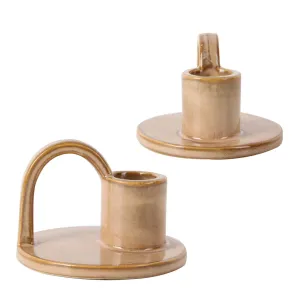 Set of Two Elise Short Taper Candlesticks-Rustic-Earthy-Boho-Chic-