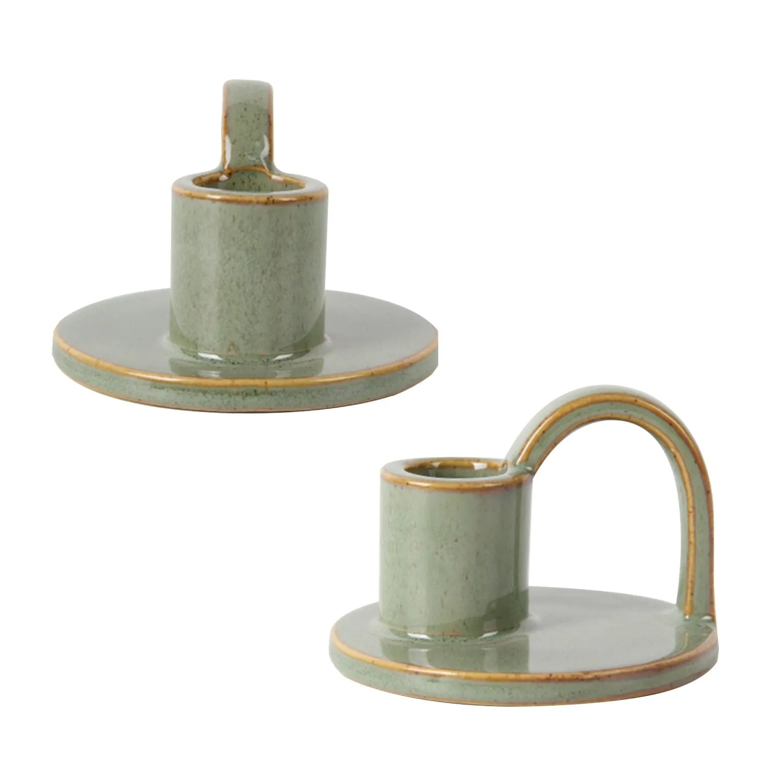 Set of Two Elise Short Taper Candlesticks-Rustic-Earthy-Boho-Chic-