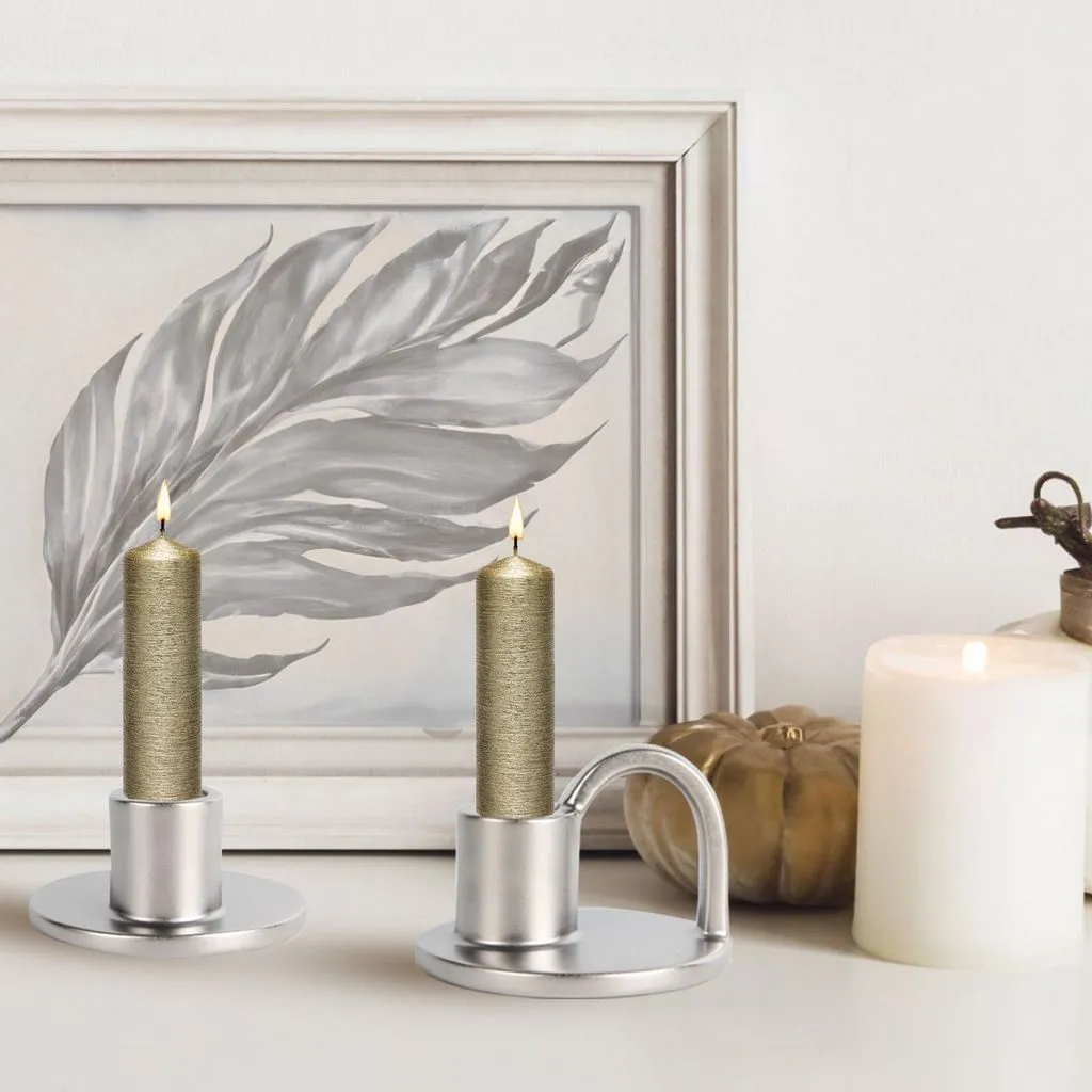 Set of Two Elise Short Taper Candlesticks-Rustic-Earthy-Boho-Chic-