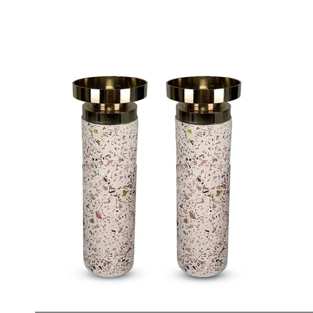 Set of Two Splattered Candlesticks With Gold Top, Splat Collection [Large Size]