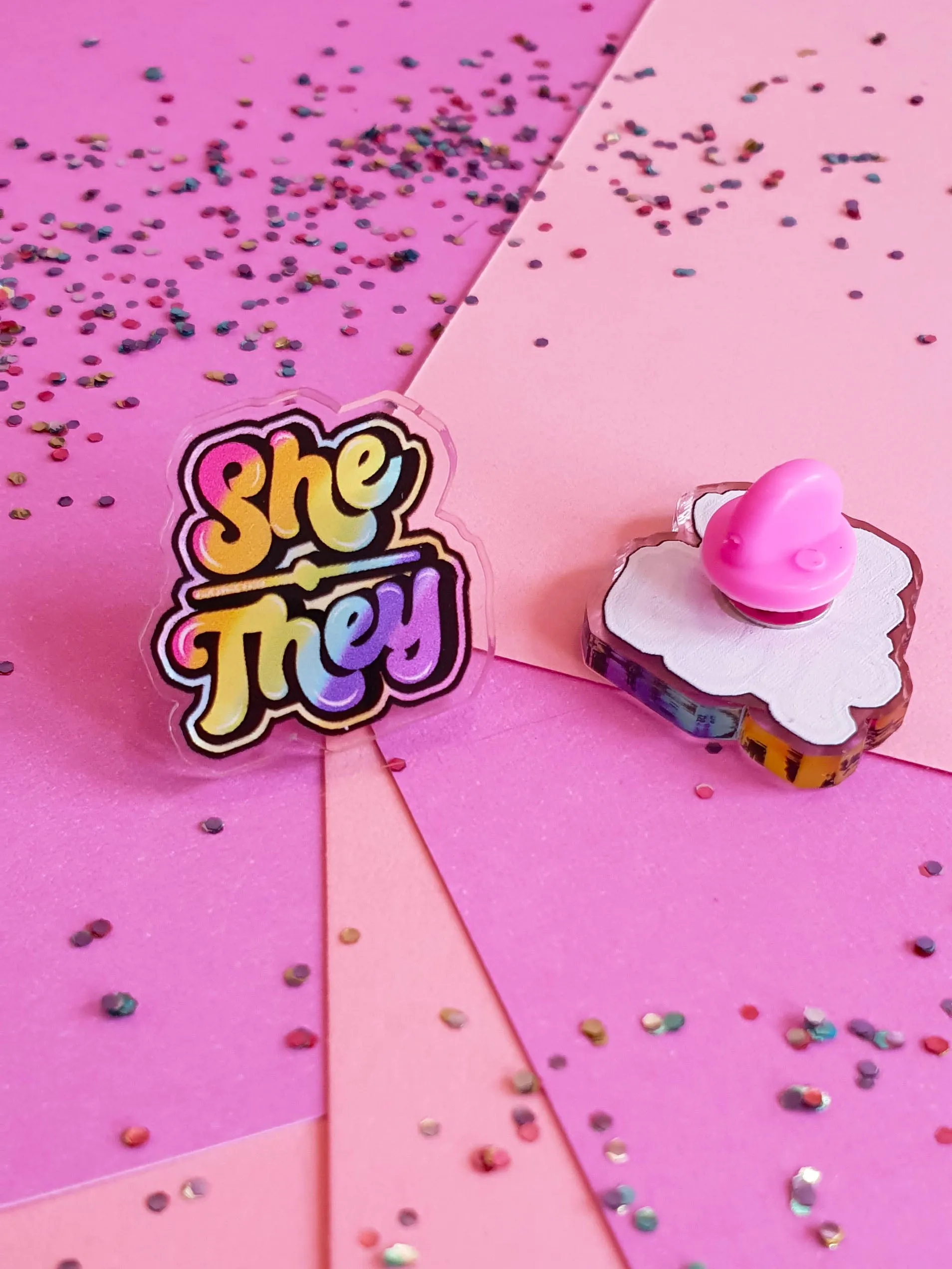 She / They Acrylic Pin