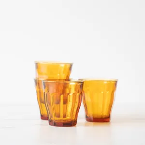 Short Amber Picardie Glass Tumbler