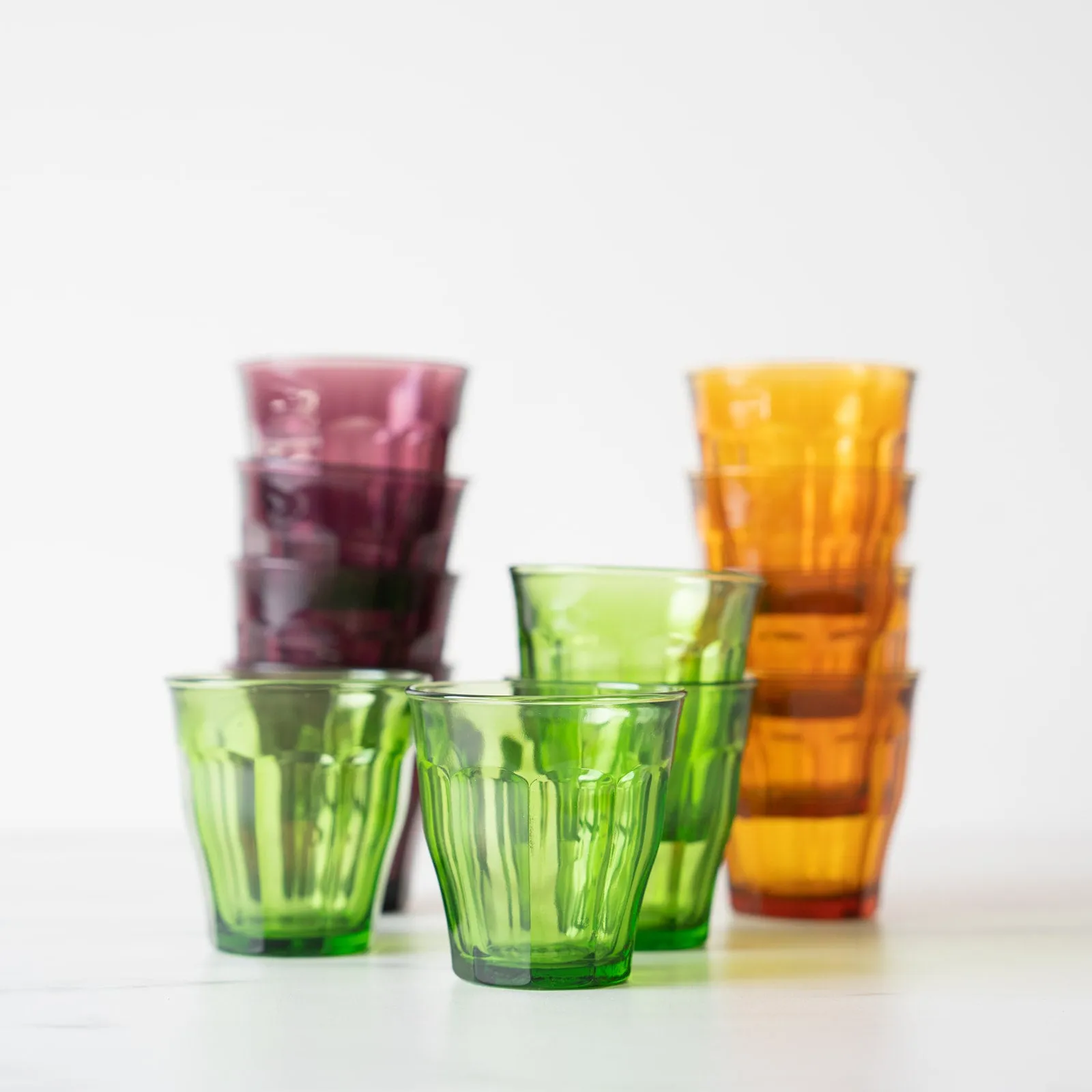 Short Amber Picardie Glass Tumbler
