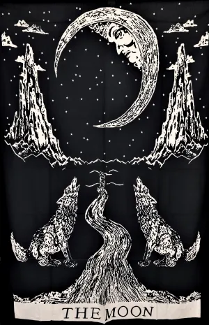 Tapestry - Fox Moon Black White