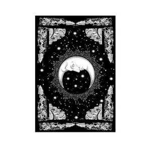 Tapestry - Moon Black White