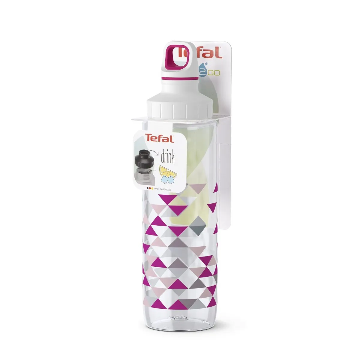 Tefal, Drink 2 Go Decor Drinking Bottle Triangle Screw Lid, 700 Ml