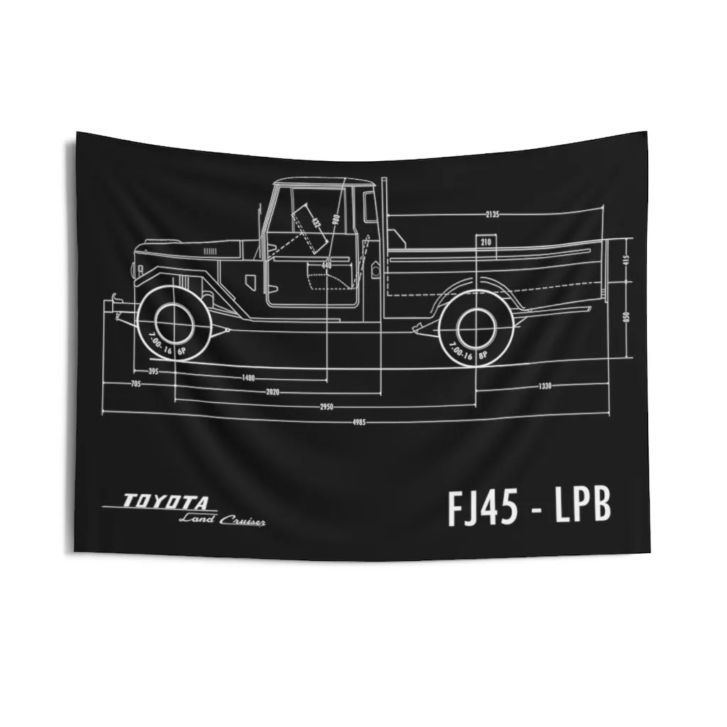 Toyota FJ45 Land Cruiser Diagram Indoor Wall Tapestries