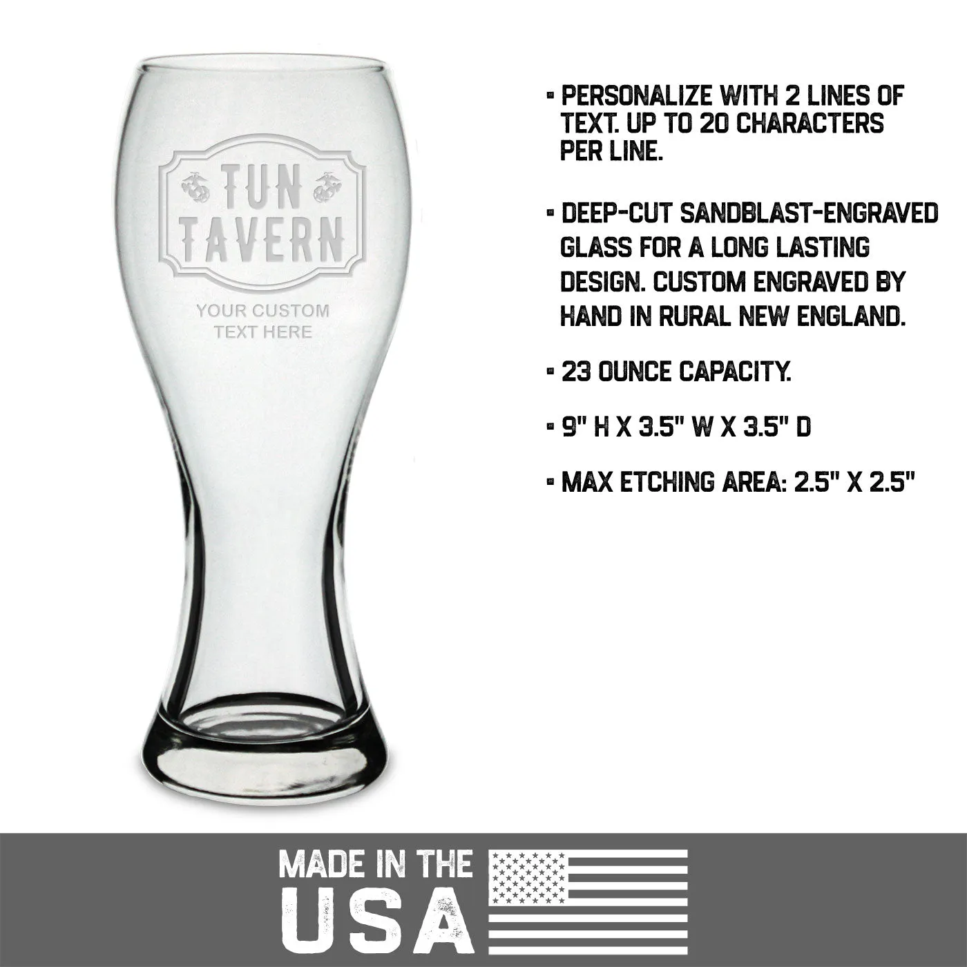 USMC 'Build Your Glass' Personalized 23 oz. Giant Pilsner Glass