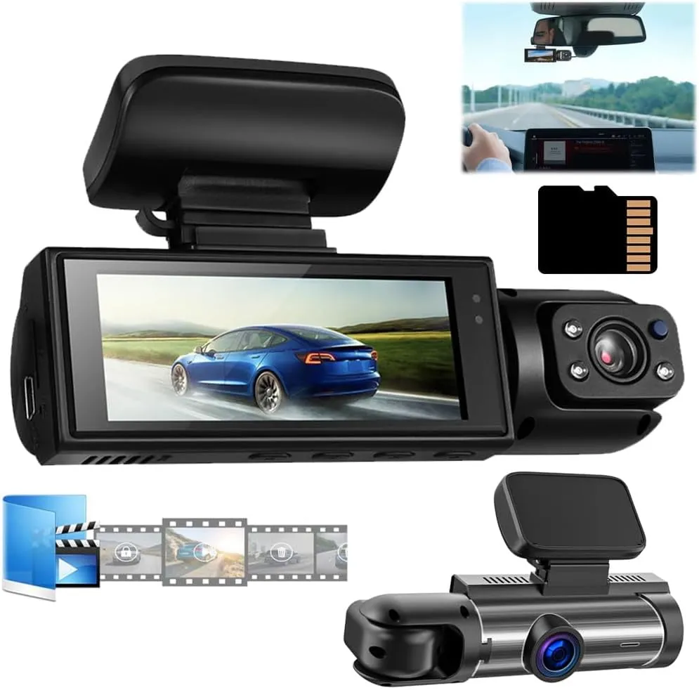 valiant Sherum Dash Cam, Shirem Autopulsex Dash Camera for Cars, Dashcam Front and Rear Camera, 1080p Night Vision Car Driving Recorder, 24h Parking Mode, Car Accessories (WiFi DashCam 32G Memory Card)