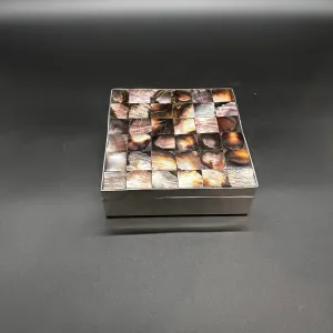 Vintage Italian Mother of Pearl and Chrome Decorative Box 1980s