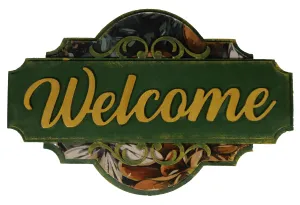 Welcome Sign' Wooden Hand-Painted - Green
