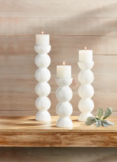 White Lacquer Candlestick