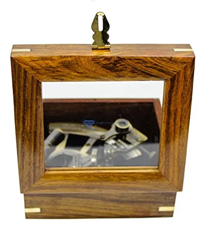 White Starline 5" Premium Nautical Brass Sextant with Deluxe Rosewood Crafted Glass Case | Wooden Box | Maritime Reproduced Collectibles | Children's Gift | Nagina International (Antique)