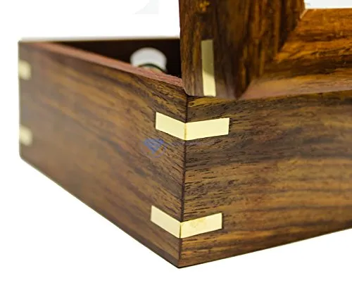 White Starline 5" Premium Nautical Brass Sextant with Deluxe Rosewood Crafted Glass Case | Wooden Box | Maritime Reproduced Collectibles | Children's Gift | Nagina International (Antique)