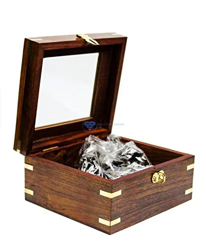 White Starline 5" Premium Nautical Brass Sextant with Deluxe Rosewood Crafted Glass Case | Wooden Box | Maritime Reproduced Collectibles | Children's Gift | Nagina International (Antique)