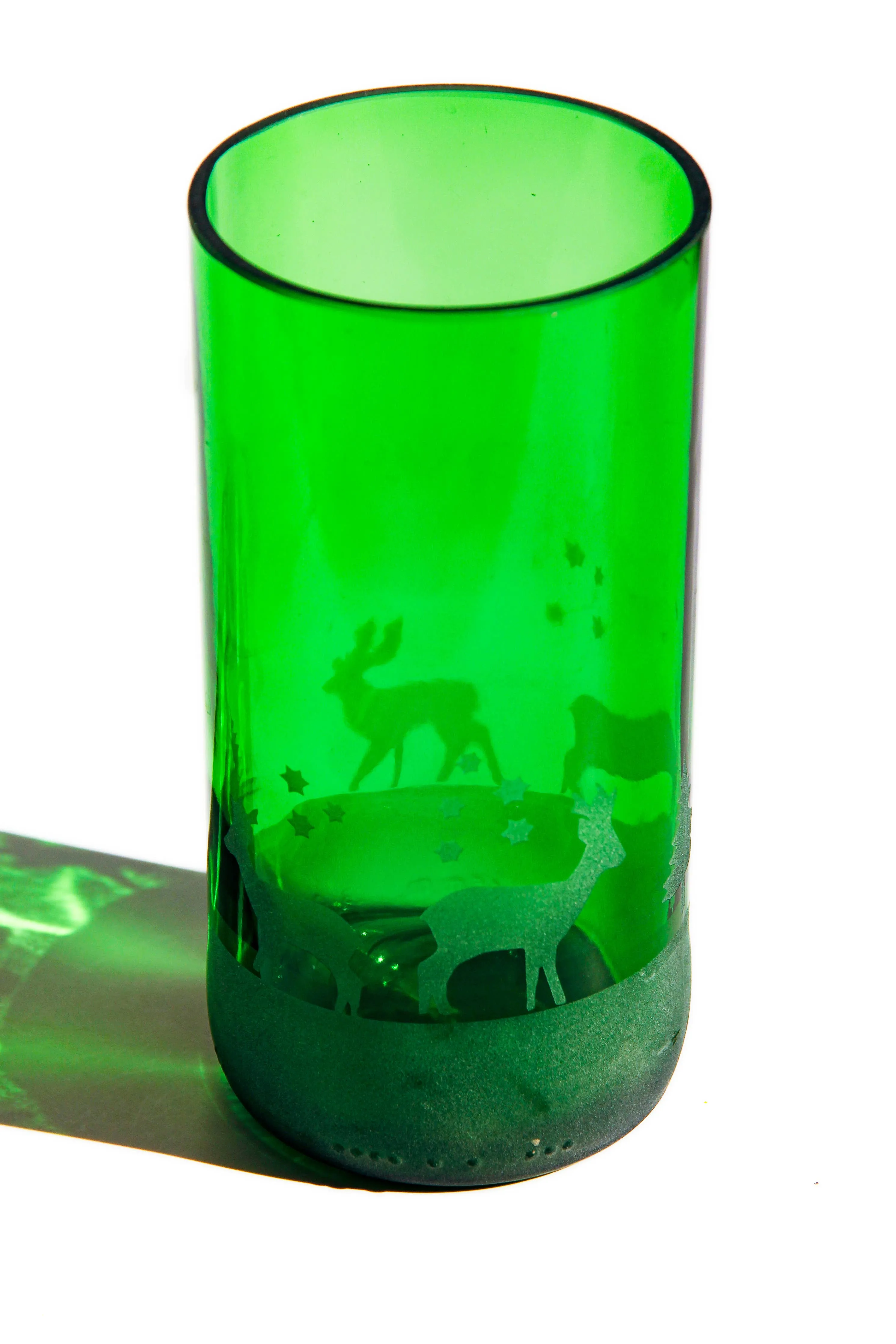 Winter Holiday Drinking Glasses Upcycled 2 Pack - 12/16 Oz.