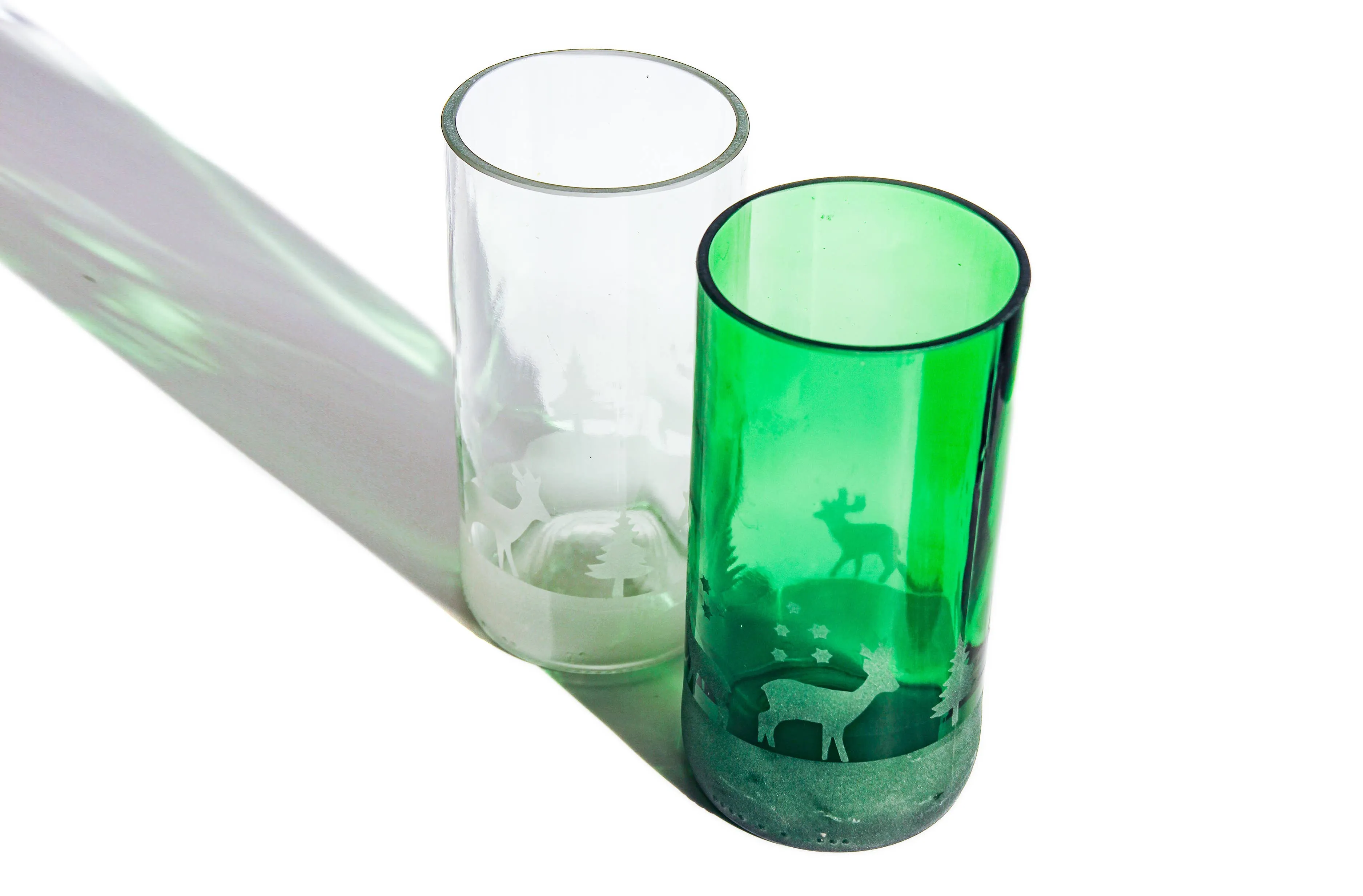 Winter Holiday Drinking Glasses Upcycled 2 Pack - 12/16 Oz.