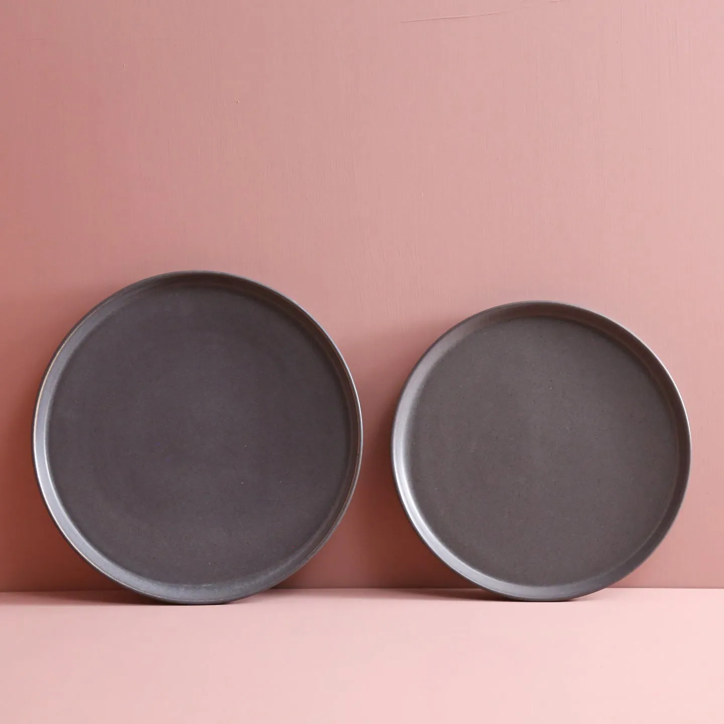 W/R/F Handmade Flat Salad Plates / Ash